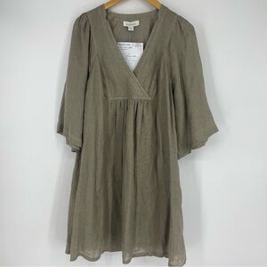 Sundance Linen Gauze Short Dress Sundance taupe pockets Dawn to Dusk popover